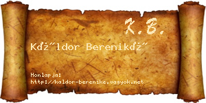 Káldor Bereniké névjegykártya